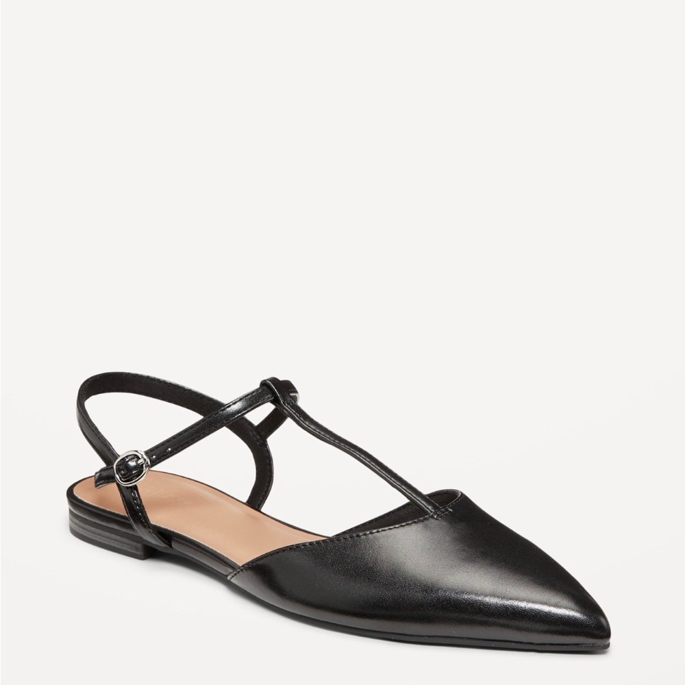NWT Old Navy Faux-Leather Mary Jane T-Strap Flats Size 8 - Picture 3 of 4